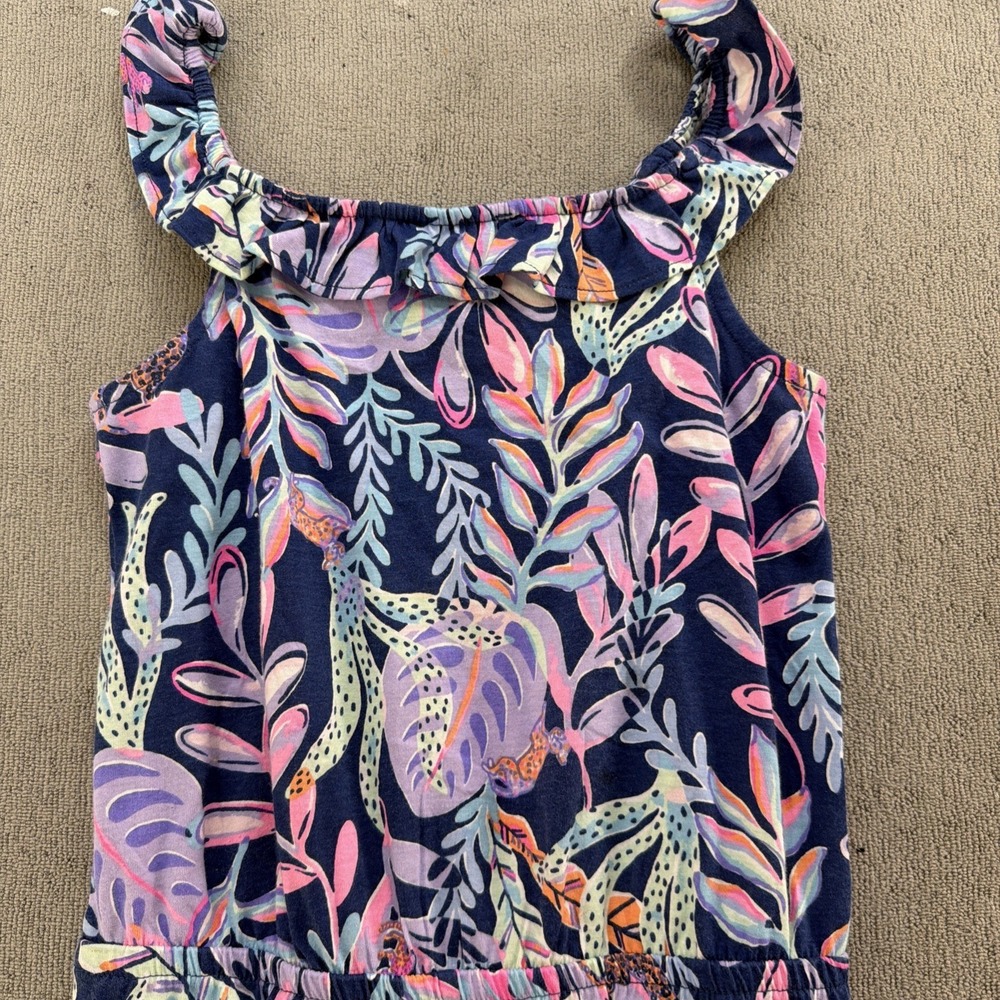 Lilly Pulitzer‎ Girls Romper Tropical Jungle Floral Resort One Piece Medium